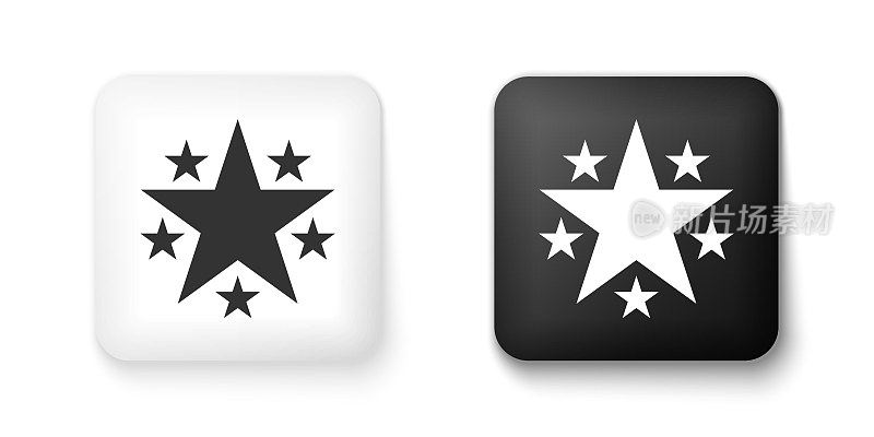 Black and white Star icon isolated on white background. Favorite, Best Rating, Award symbol. Square button. Vector